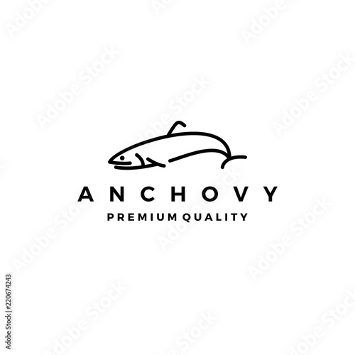 anchovy fish logo vector icon seafood illustration