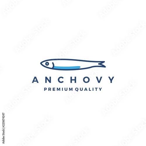 anchovy fish logo vector icon seafood illustration