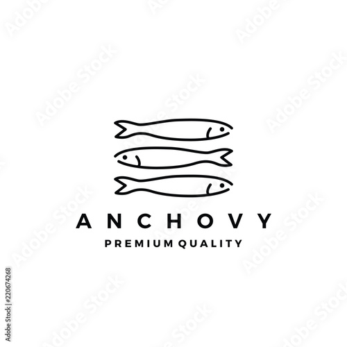 anchovy fish logo vector icon seafood illustration photo