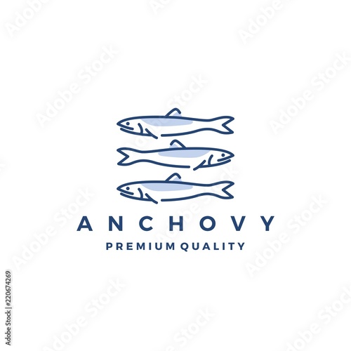 anchovy fish logo vector icon seafood illustration