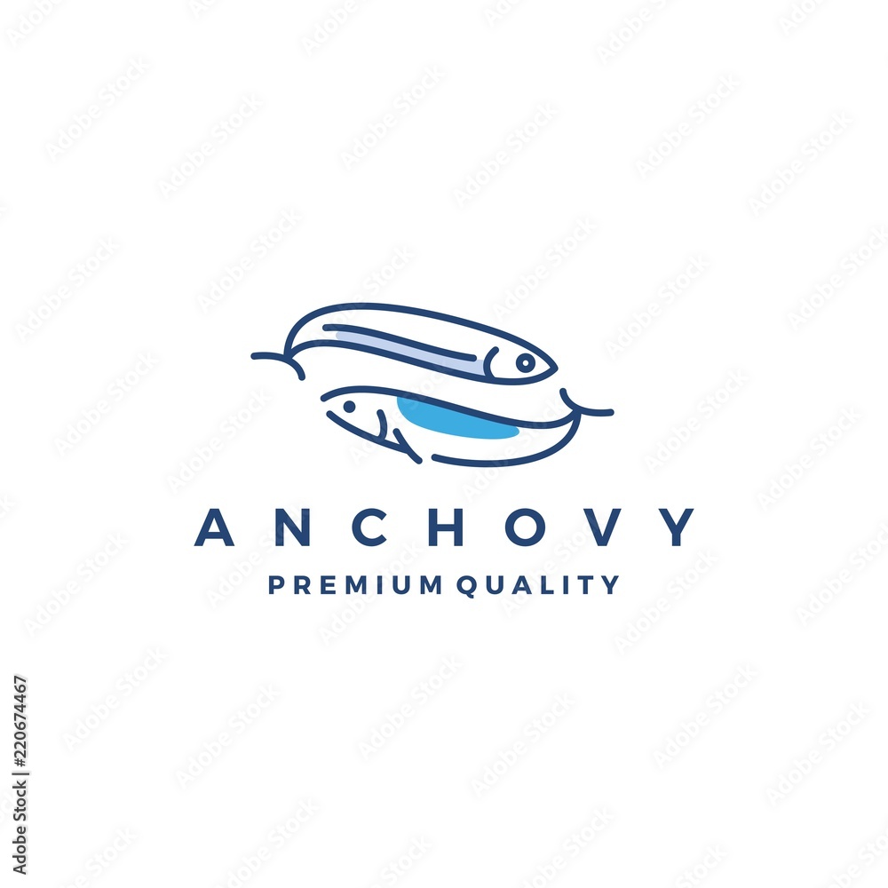 Fototapeta premium anchovy fish logo vector icon seafood illustration