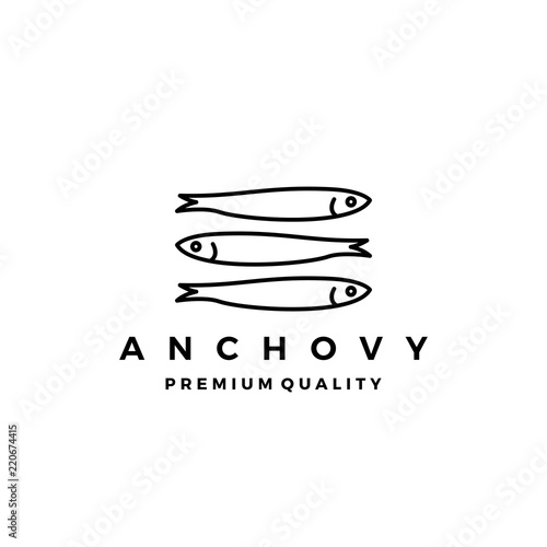 anchovy fish logo vector icon seafood illustration