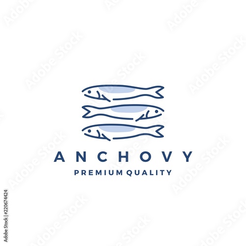 anchovy fish logo vector icon seafood illustration