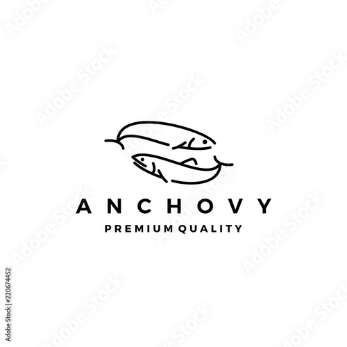 anchovy fish logo vector icon seafood illustration