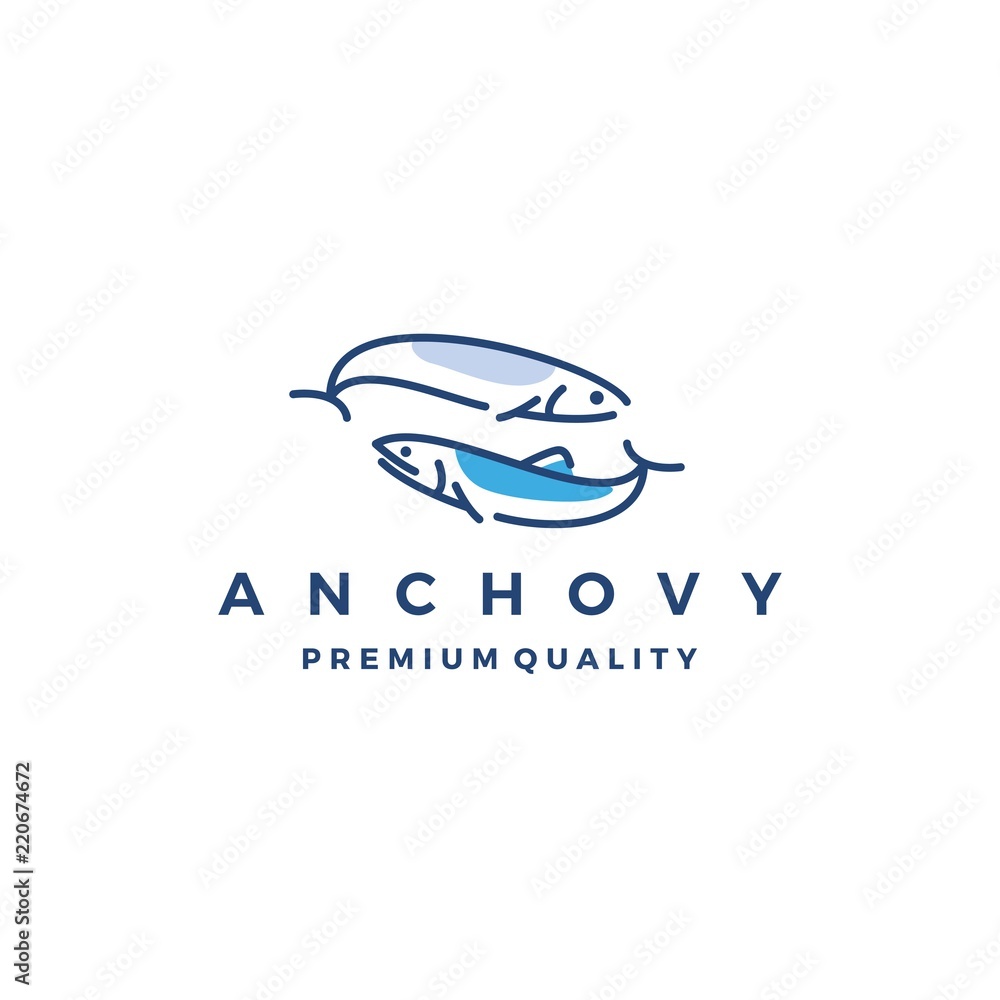 anchovy fish logo vector icon seafood illustration anchovy fish logo vector icon seafood illustration