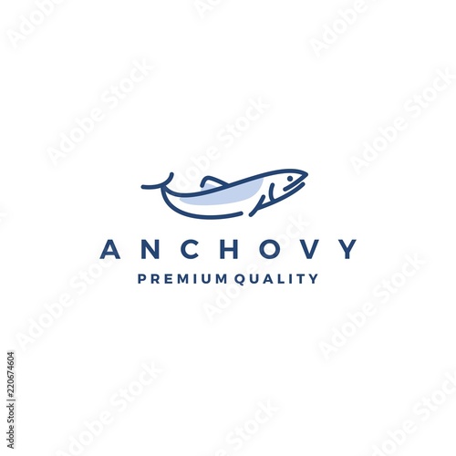 anchovy fish logo vector icon seafood illustration