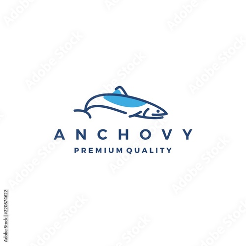 anchovy fish logo vector icon seafood illustration
