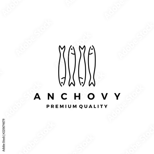 anchovy fish logo vector icon seafood illustration