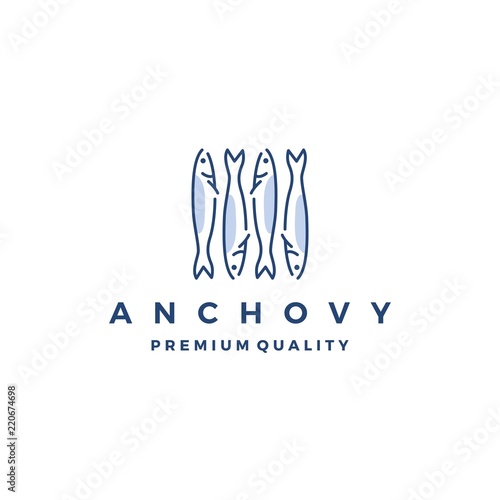 anchovy fish logo vector icon seafood illustration