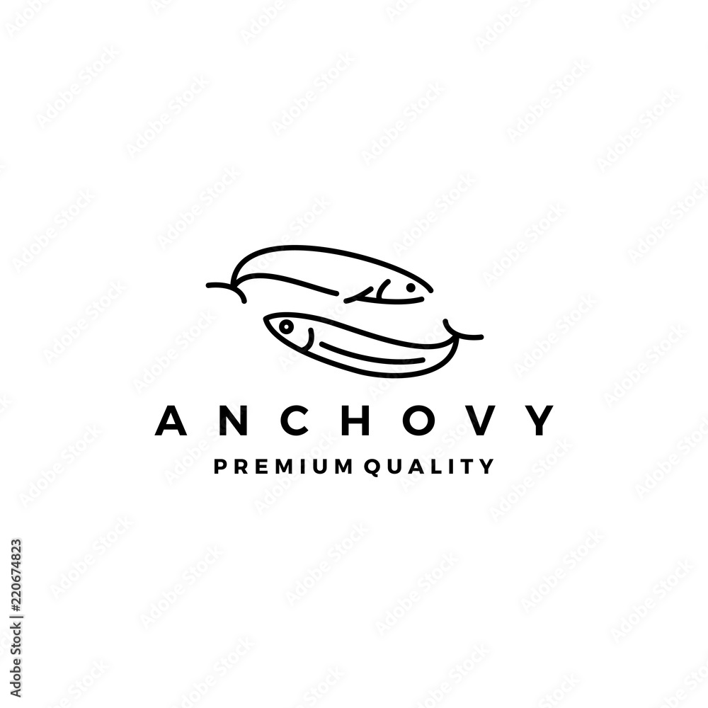 anchovy fish logo vector icon seafood illustration anchovy fish logo vector icon seafood illustration