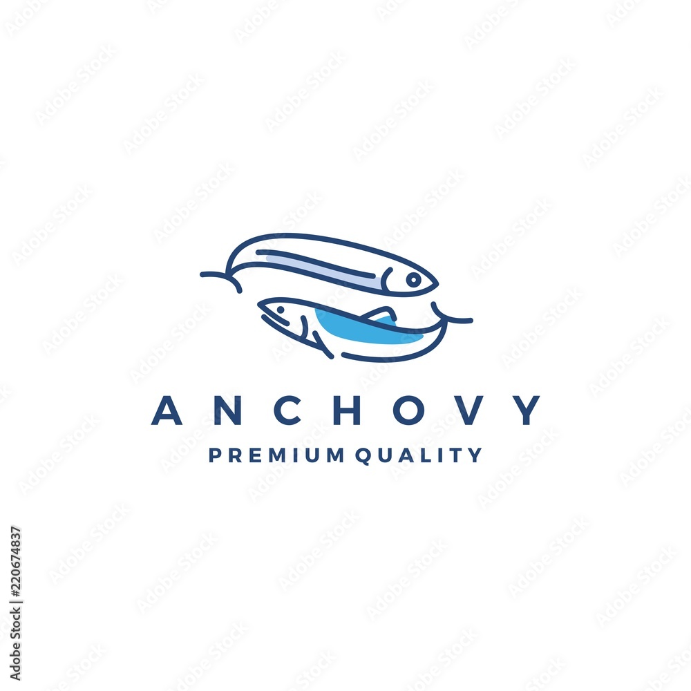 anchovy fish logo vector icon seafood illustration anchovy fish logo vector icon seafood illustration