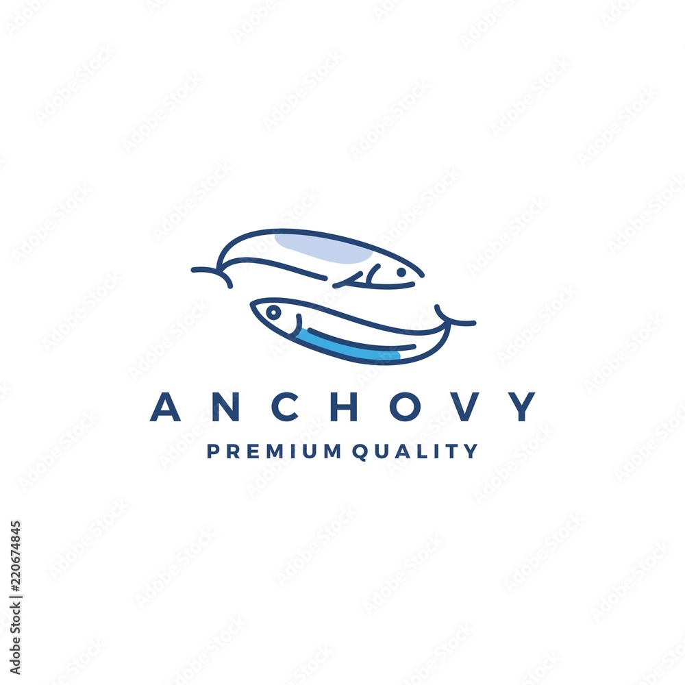 anchovy fish logo vector icon seafood illustration anchovy fish logo vector icon seafood illustration