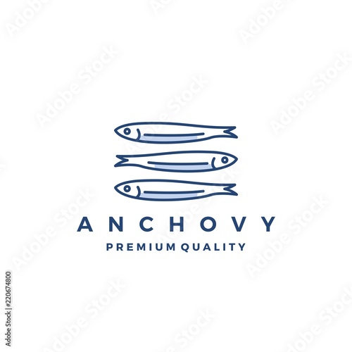 anchovy fish logo vector icon seafood illustration