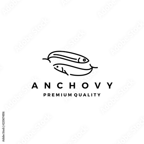anchovy fish logo vector icon seafood illustration