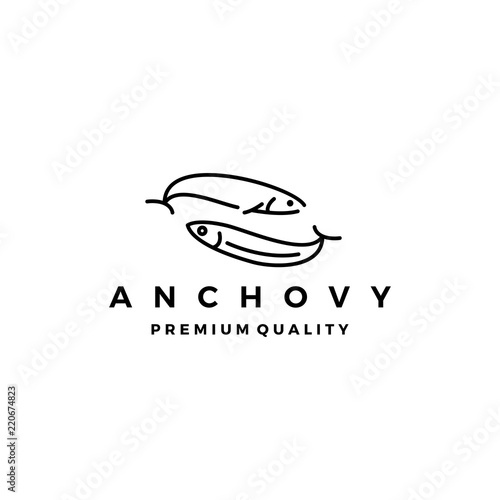 anchovy fish logo vector icon seafood illustration