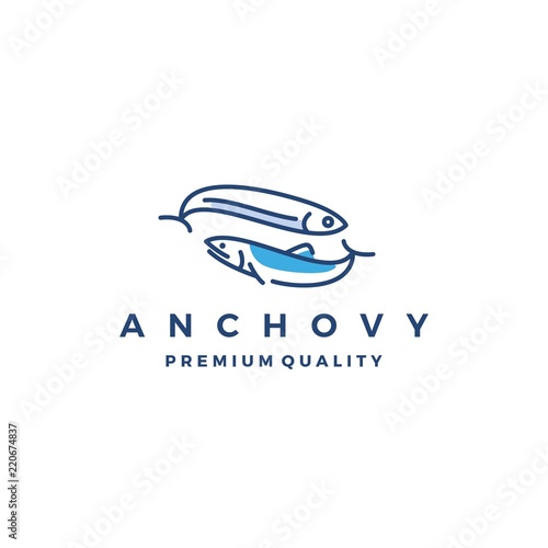 anchovy fish logo vector icon seafood illustration