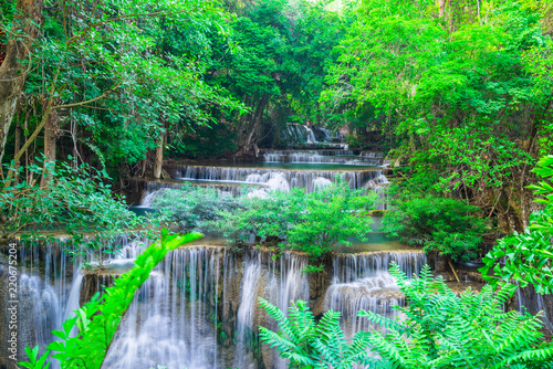 Beautiful waterfall in Huay Mae Kamin Kanjanaburi Thailand