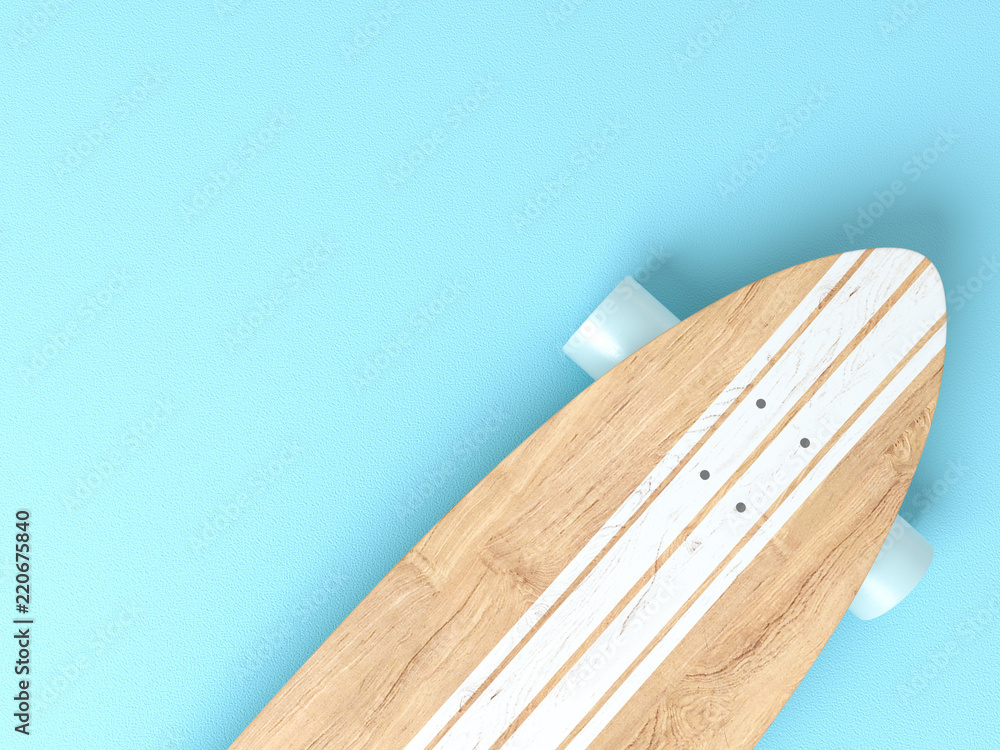 Creative layout made of colorful longboard on blue background. Minimal  summer sport concept with copy space. Border arrangement. Stock  Illustration | Adobe Stock