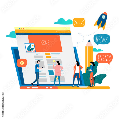 News update, online news, newspaper, news website flat vector illustration design. News webpage, information about events, activities, company information and announcements