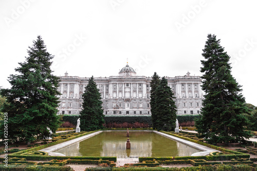 Royal Palace in Madrid viewed from the sabatini gardens