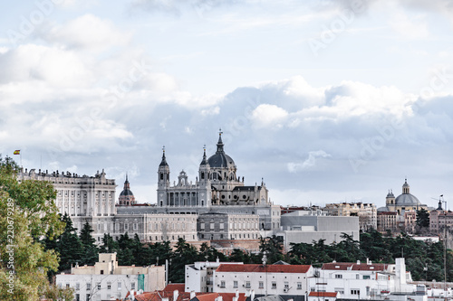 Church Almudena Cathedral in Madrid. View from afar