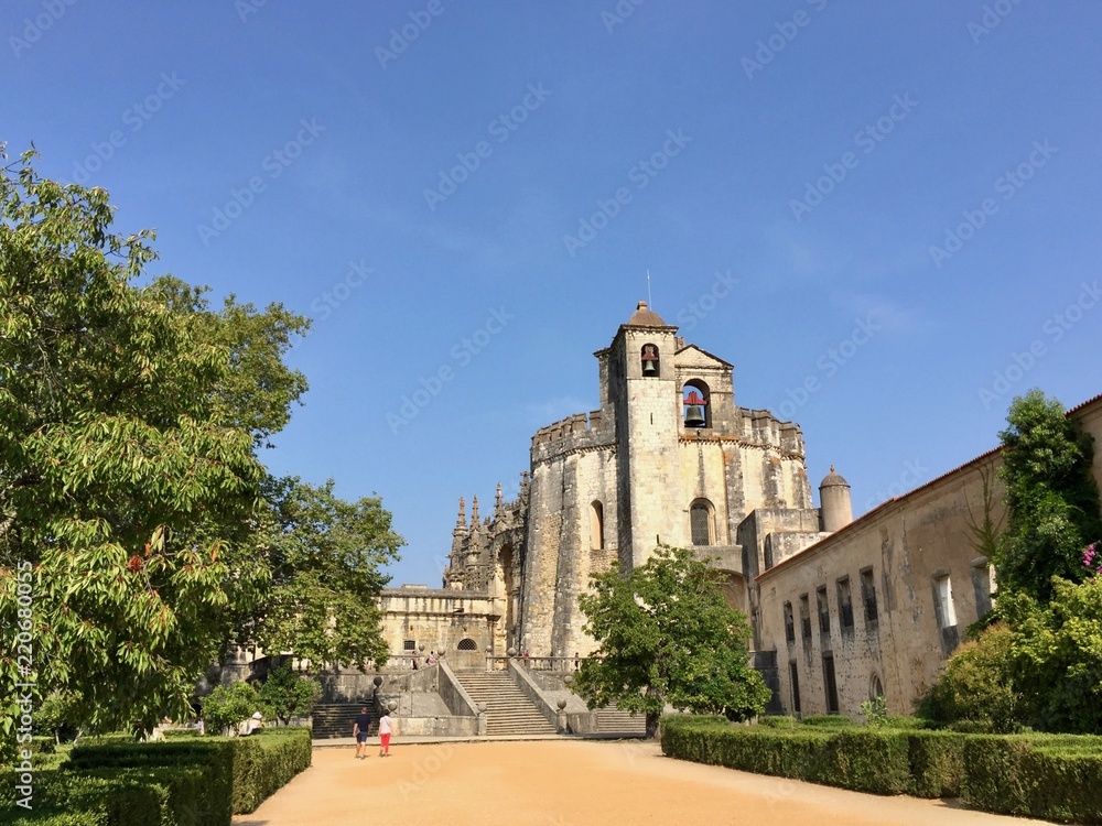 Convent of Christ in Tomar, Portugal. The convent and castle complex is a historic and cultural monument and was listed as a UNESCO World Heritage site in 1983. 