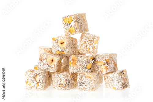 Εκτύπωση καμβά Turkish delight lokum with pistachio nuts isolated on a white background