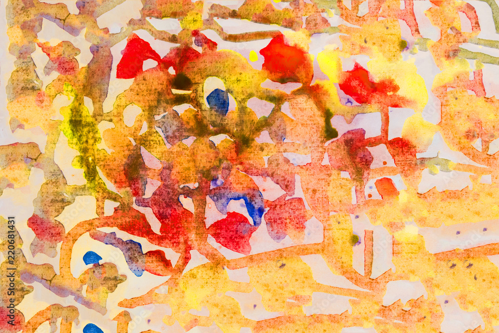 Fototapeta premium Bright watercolor stain drips. Abstract illustration