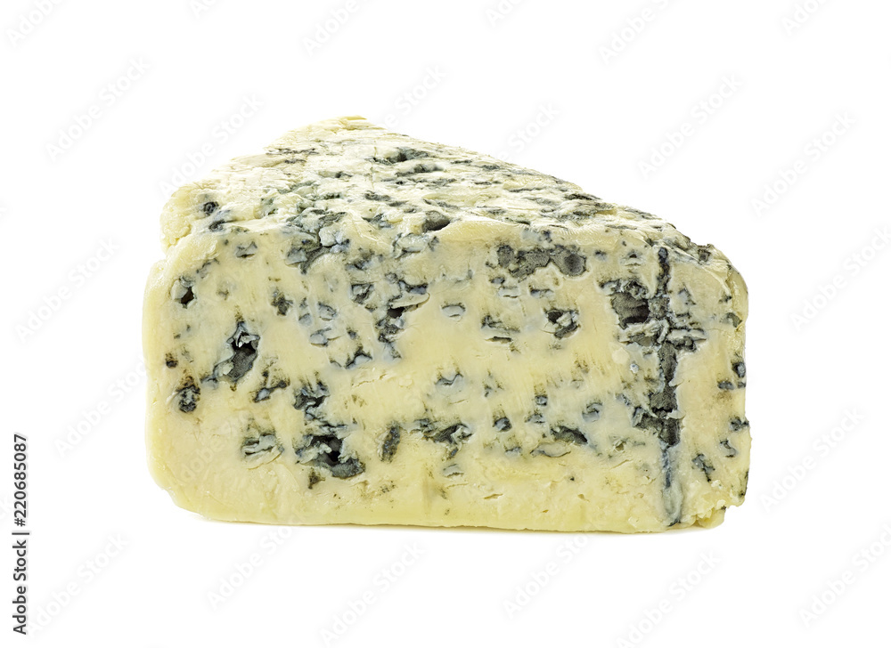 Wedge of soft blue cheese with mold isolated on white background Wedge of soft blue cheese with mold isolated on white background