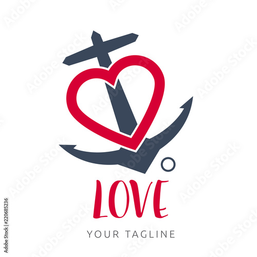 Love Anchor Logo, Love Conceptual Logo, Icon