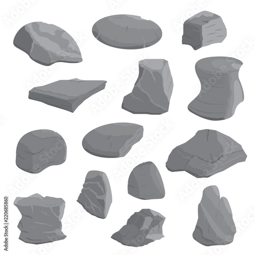 Rocks and stones illustration set. Rocks and stones icon set. Vector.