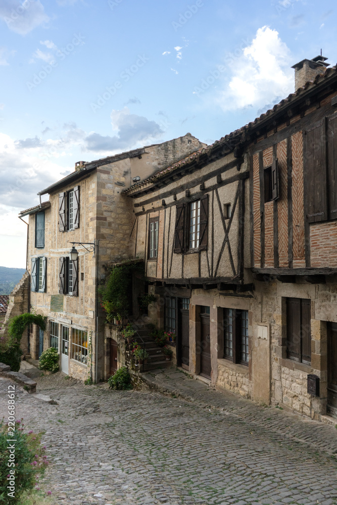 Old medieval buildings in Cordes Sur Ciel village