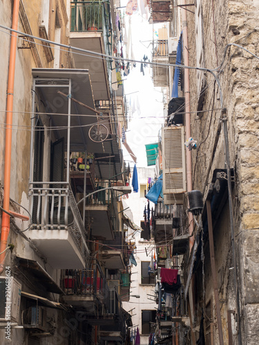 Street view of old town in Naples city, italy Europe