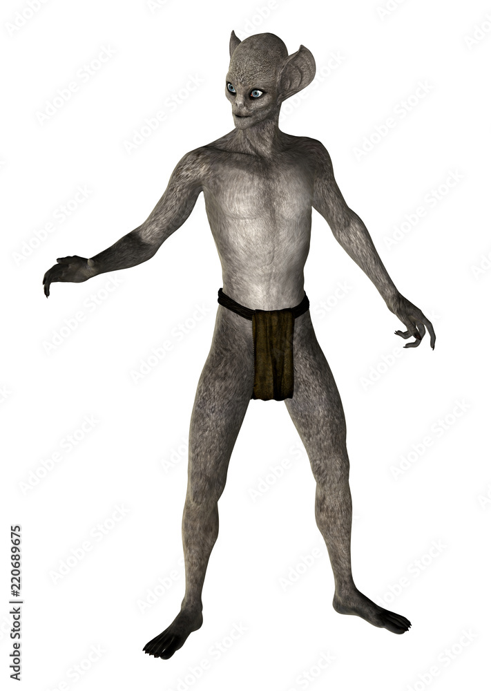 Creature with bat face, full body isolated on white. 3D rendering. Creature with bat face, full body isolated on white. 3D rendering.