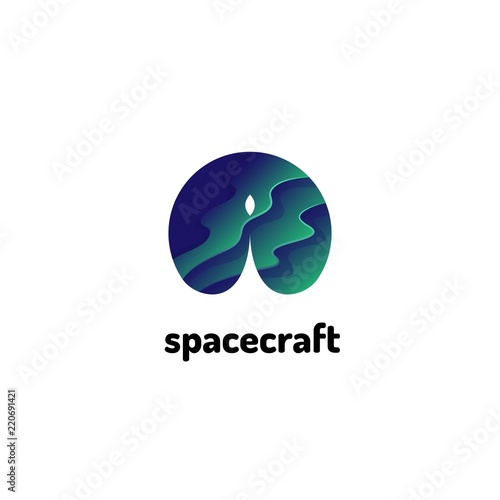 Vector gradient logotype of spacecraft. Space and cosmonautics logo concept