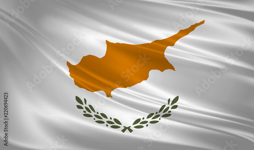 Cyprus flag blowing in the wind. Background texture. 3d rendering, wave.