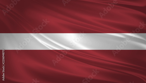 Latvia flag blowing in the wind. Background texture. 3d rendering, wave.