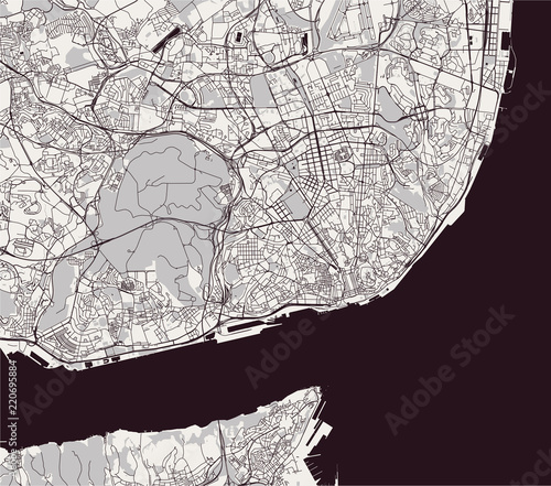 map of the city of Lisbon, Portugal photo