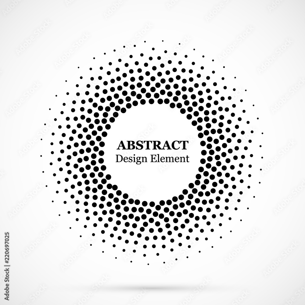 Halftone dotted background circularly distributed. Halftone effect vector pattern. Circle dots isolated on the white background. Halftone dotted background circularly distributed. Halftone effect vector pattern. Circle dots isolated on the white background.