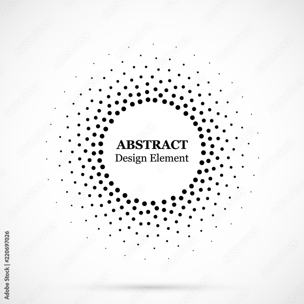 Halftone dotted background circularly distributed. Halftone effect vector pattern. Circle dots isolated on the white background. Halftone dotted background circularly distributed. Halftone effect vector pattern. Circle dots isolated on the white background.