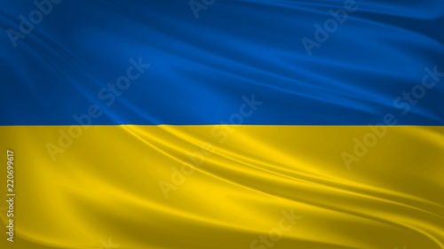 Ukraine flag blowing in the wind. Background texture. 3d rendering  wave.