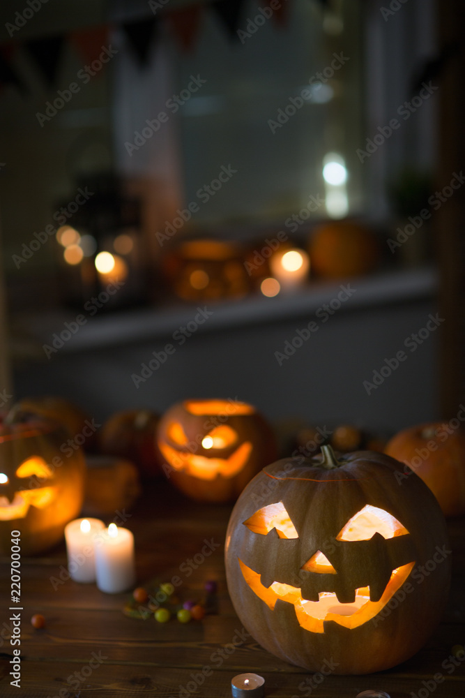 Fototapeta premium Pumpkin and candy of Halloween
