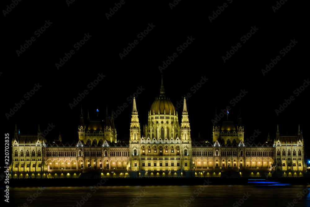 Hungarian Parliament Building, Orszaghaz, Budapest by night, Budapest in Hungary