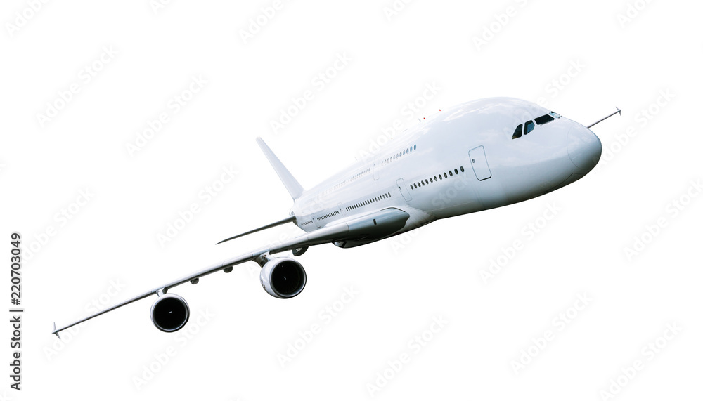Fototapeta premium Big commercial airplane isolated on white.