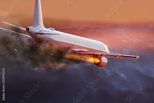 Airplane with engine on fir...