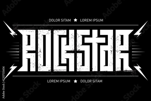 Rock Star - Typography for t-shirt Design or Poster. Rockstar - Artwork for concert.