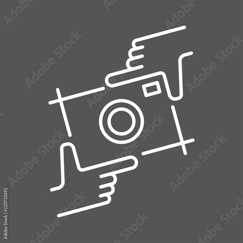 Human hands doing cropping symbol on white background. Vector design element, business sign, logo, identity, branding for business.