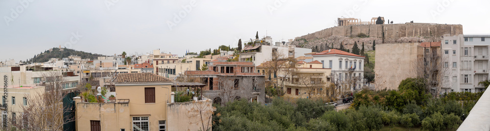 Panoramic view of Athens city with Parthenon