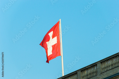 Flag of Switzerland. Official national flag from 1889.