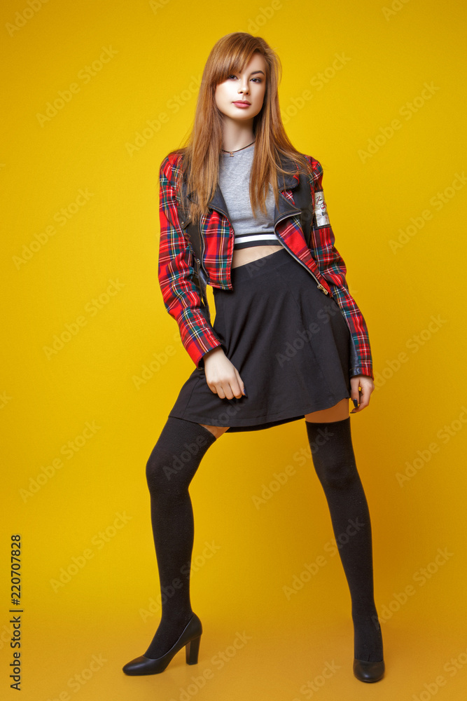 beautiful Asian girl with red hair posing in studio beautiful Asian girl with red hair posing in studio